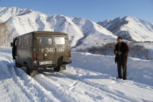 Sergey Starikov with his car in Katon